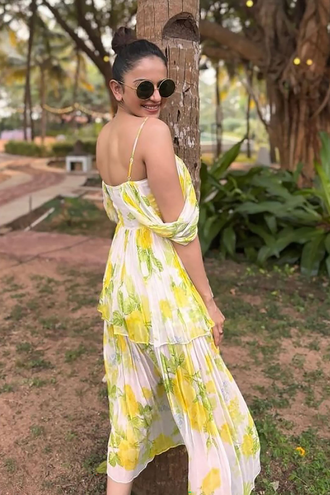 Rakulpreet Singh in Fleur Strappy Midi Dress