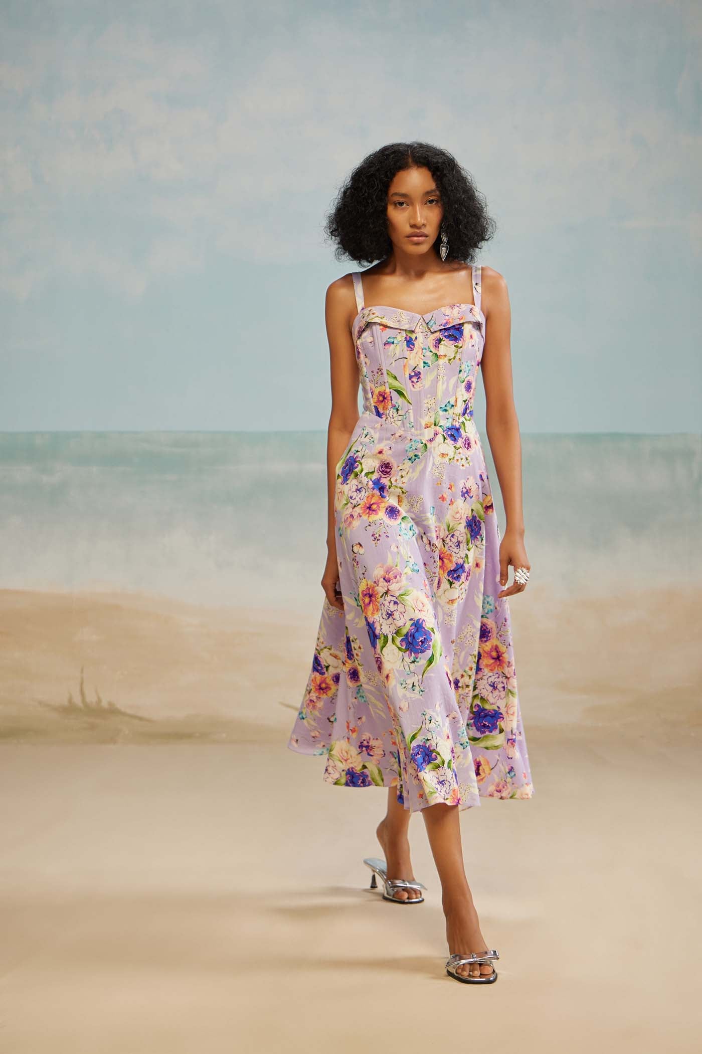 Lilac Corset Midi Dress