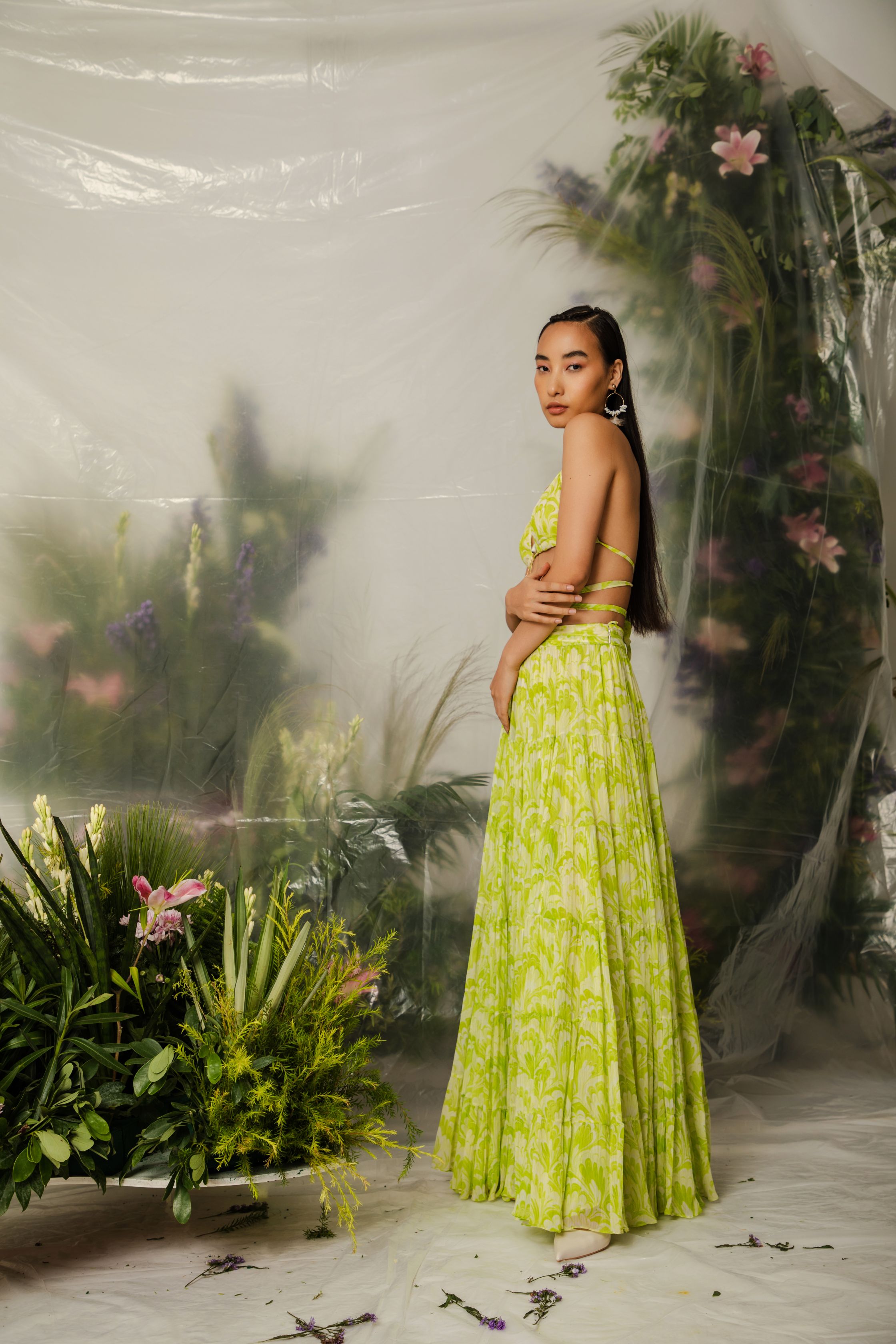 Kioko Bralette & Tier Midi Skirt