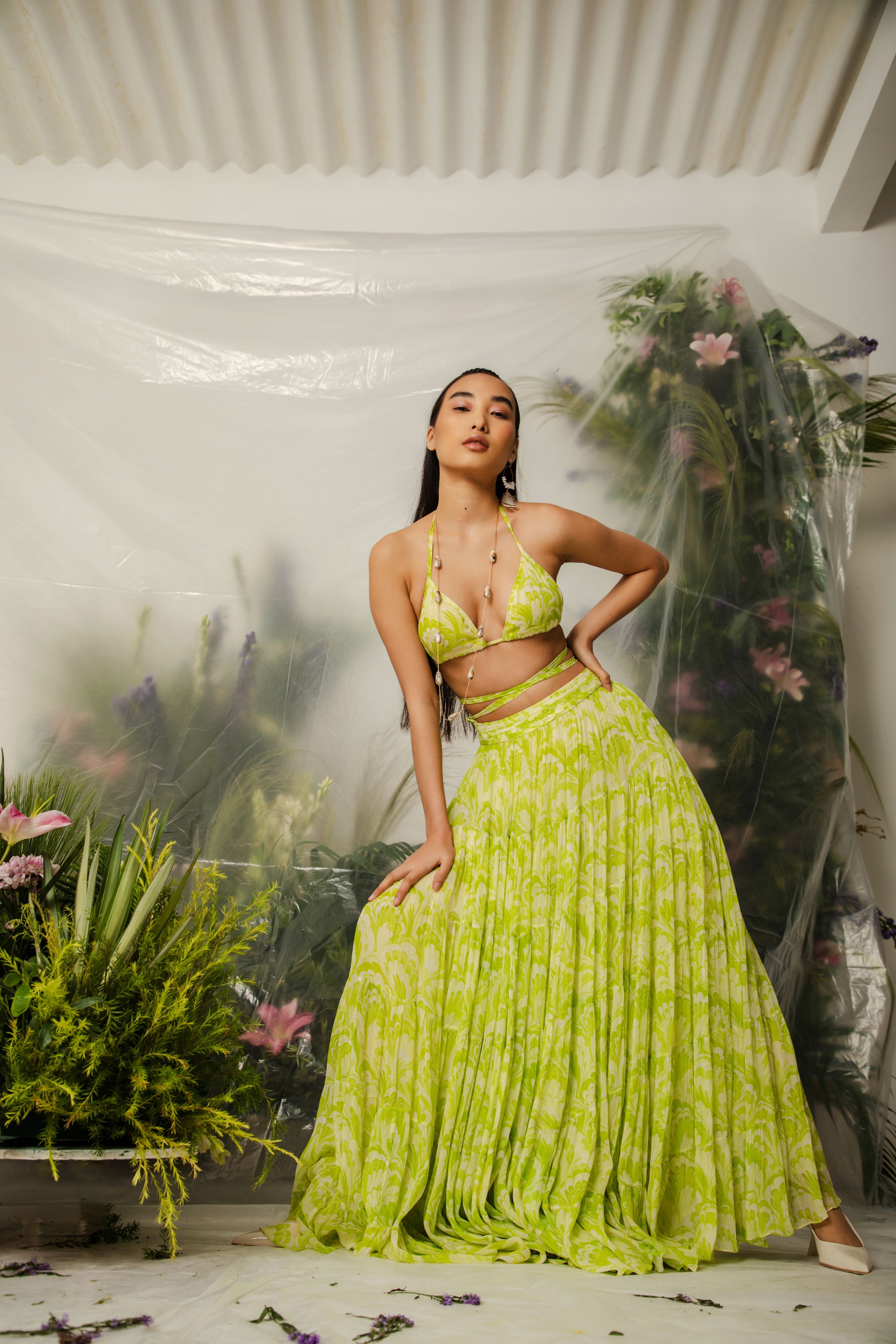 Kioko Bralette & Tier Midi Skirt