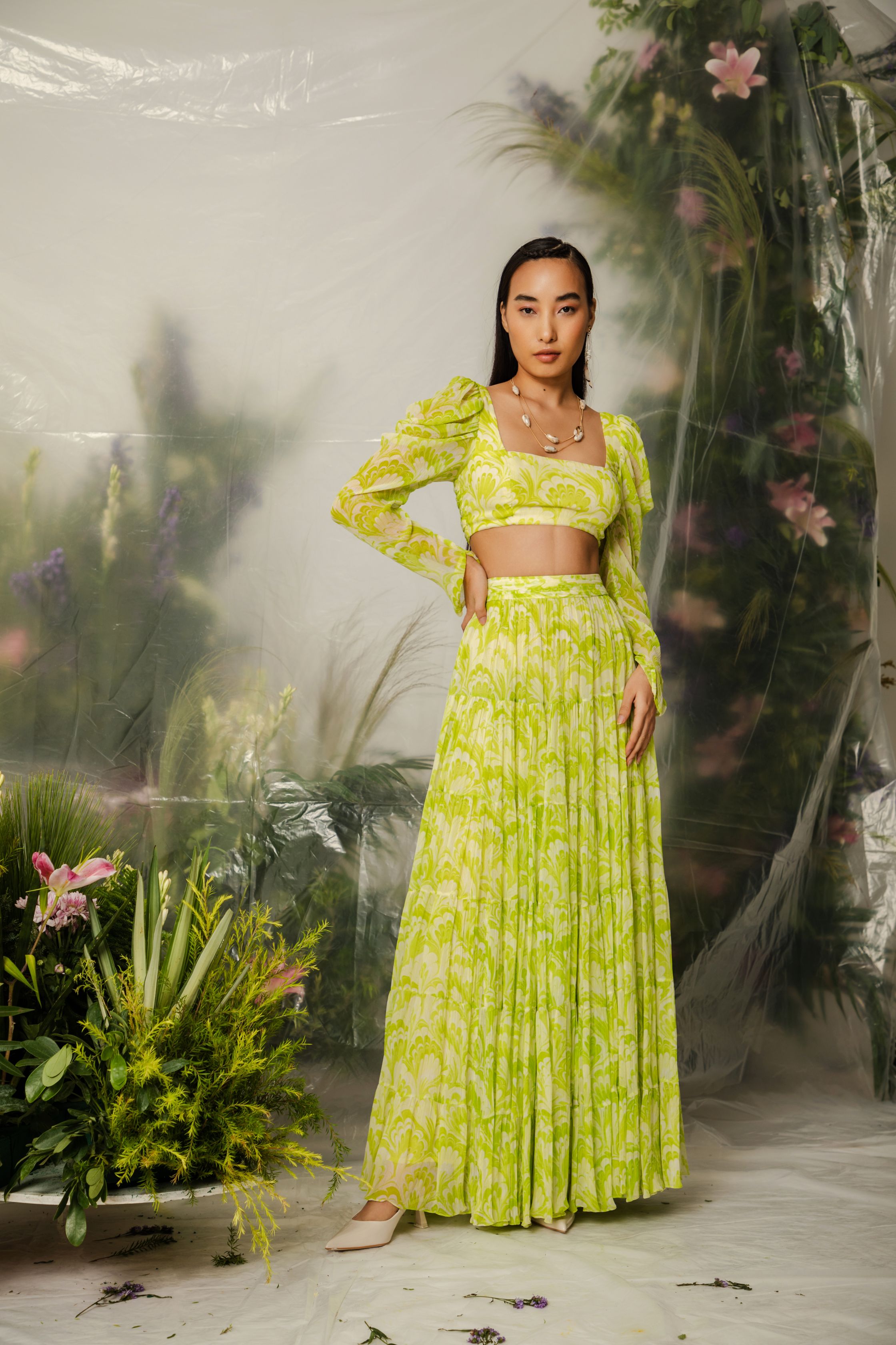 Kioko Crop Top & Tier Midi Skirt