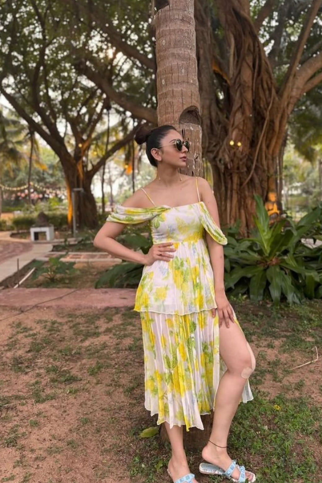 Rakulpreet Singh in Fleur Strappy Midi Dress