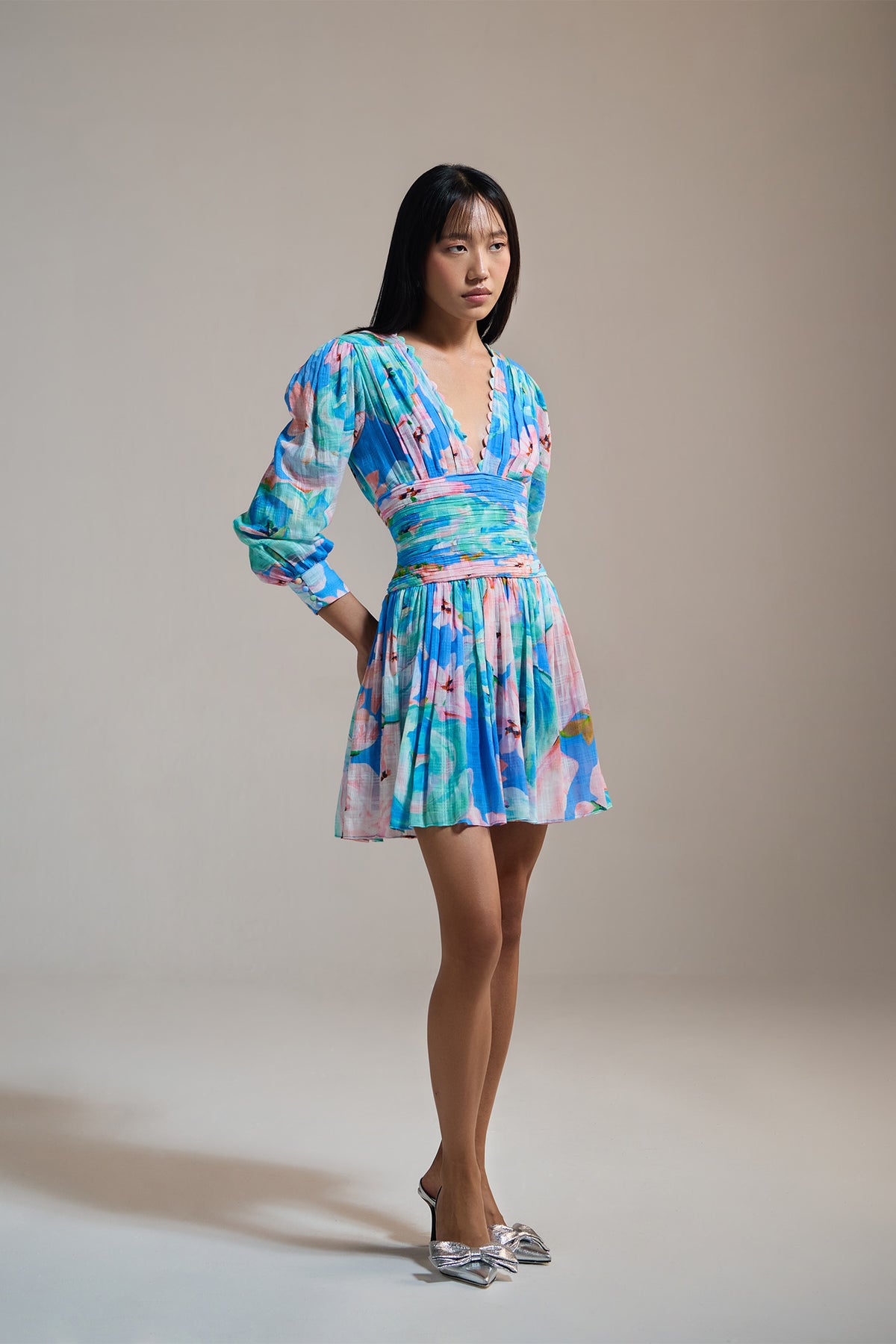 AZURE BLOOM MINI DRESS