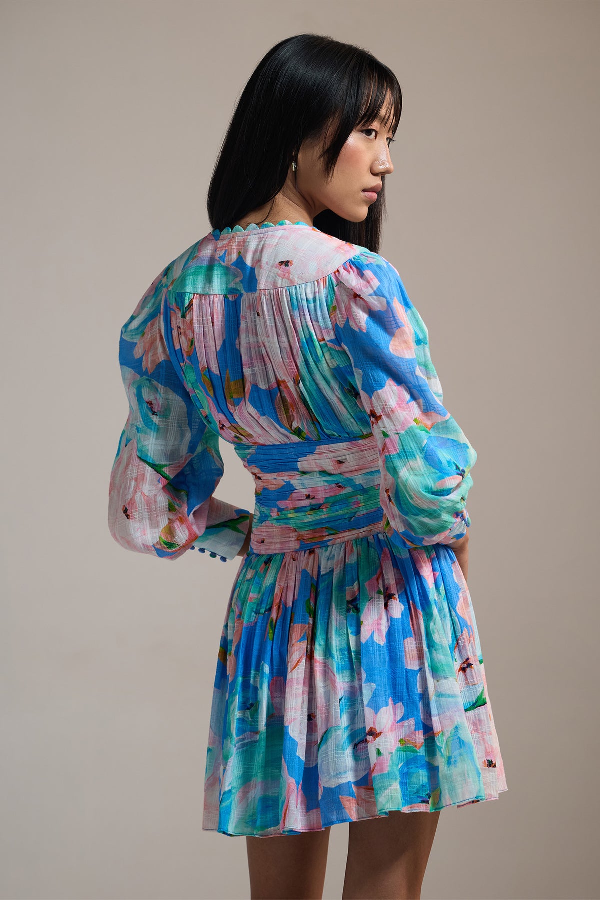 AZURE BLOOM MINI DRESS