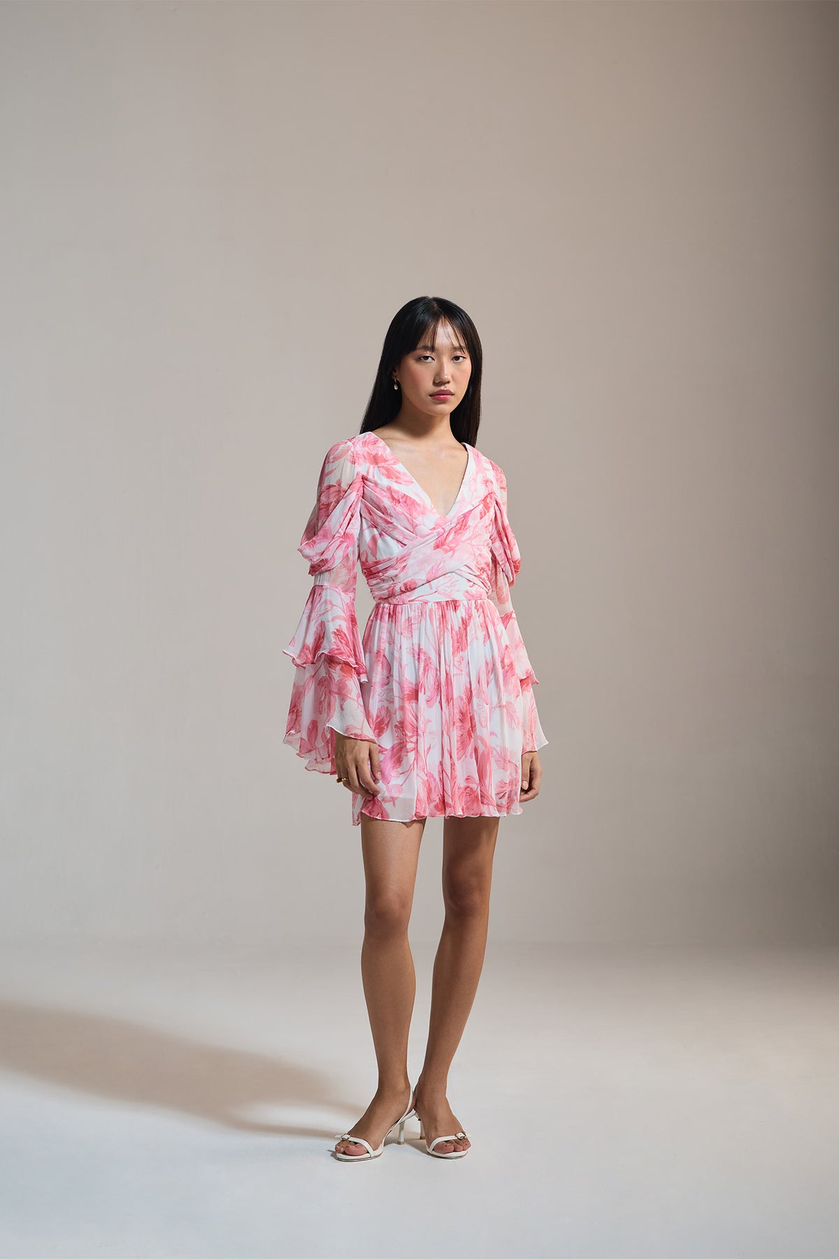 ROSE DRIFT CHIFFON MINI DRESS