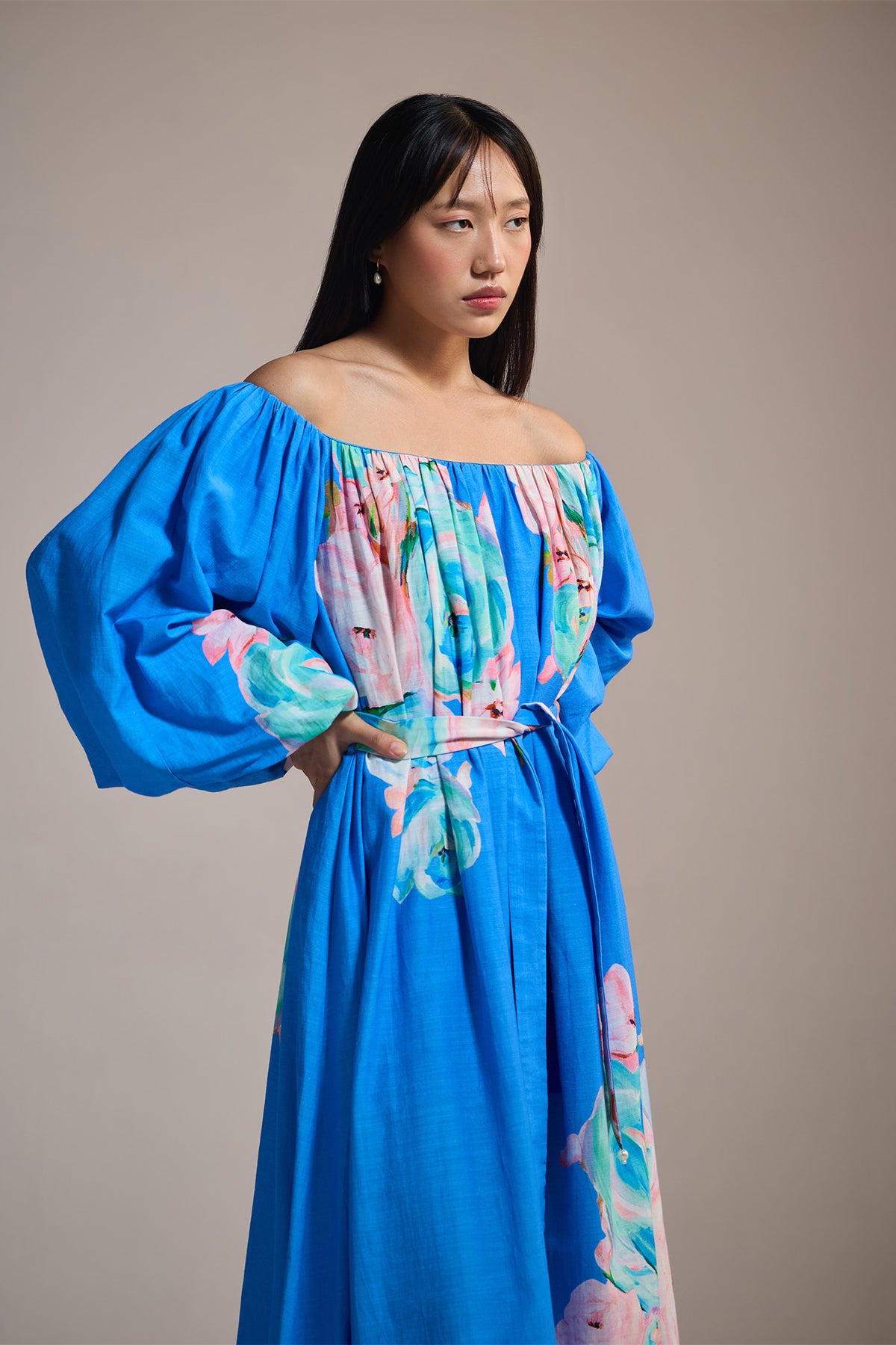 BLUE LOTUS BARDOT DRESS