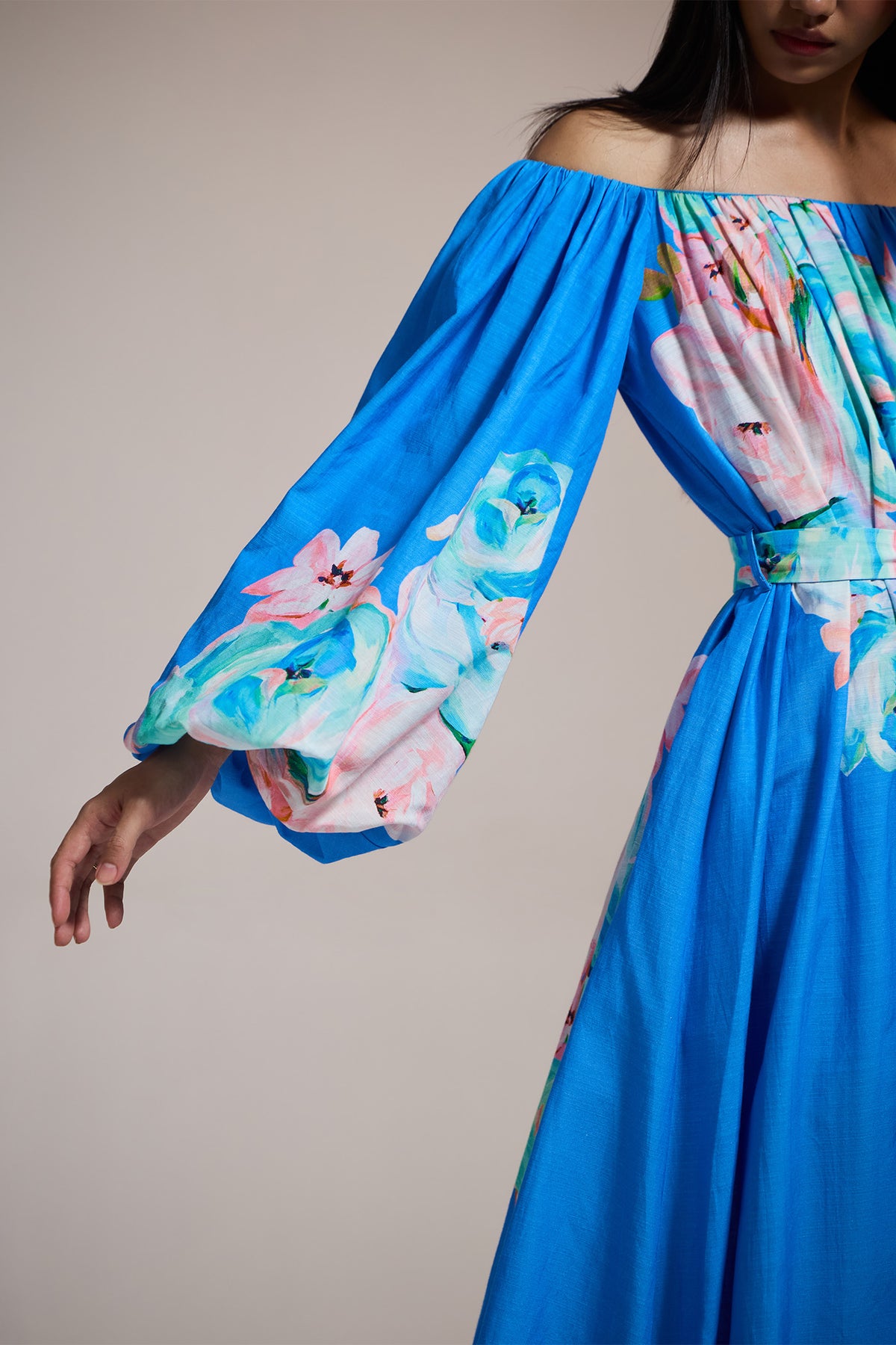 BLUE LOTUS BARDOT DRESS