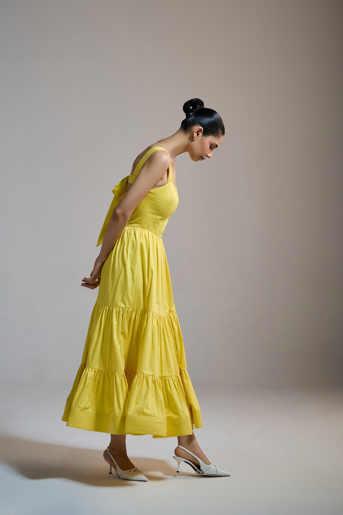 SUNBEAM TIERED MIDI DRESS