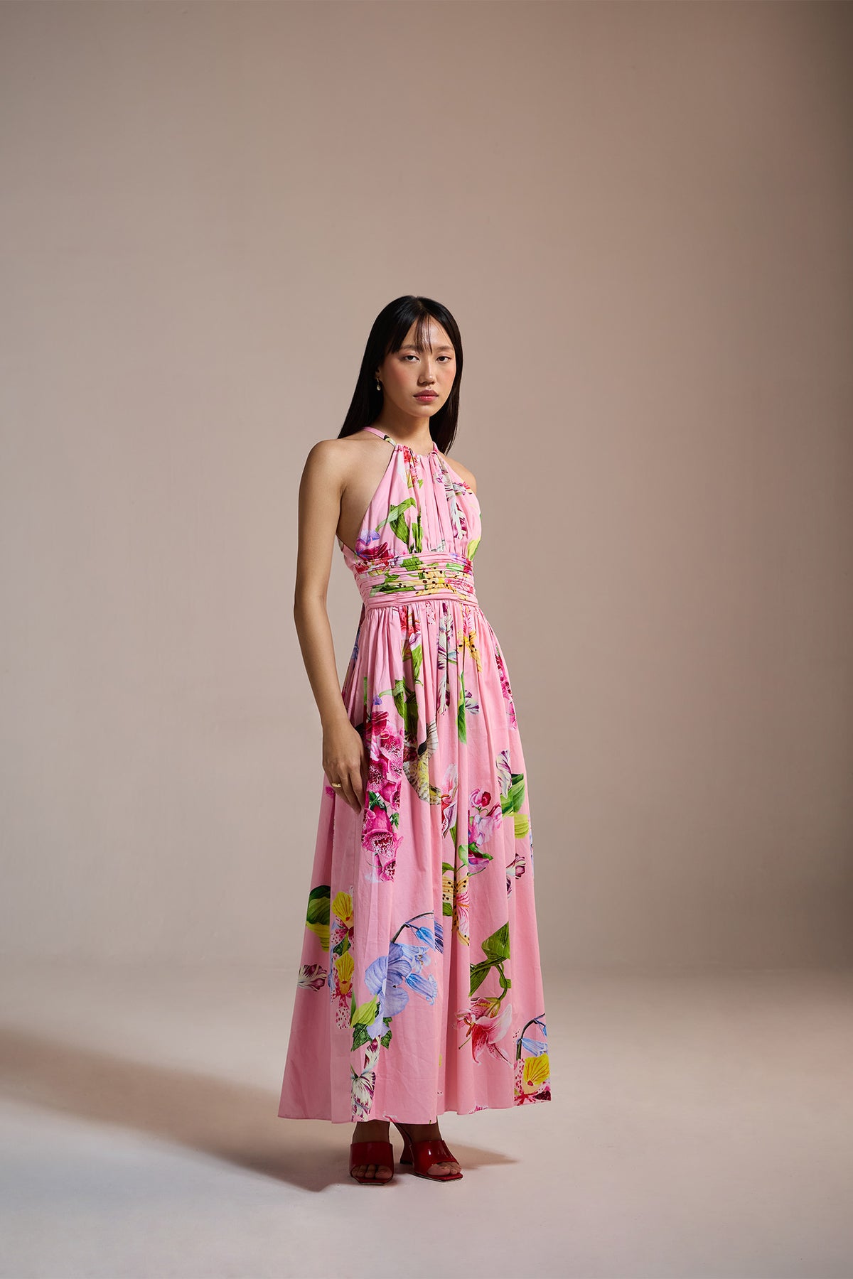 BLOSSOM BREEZE HALTER MAXI DRESS