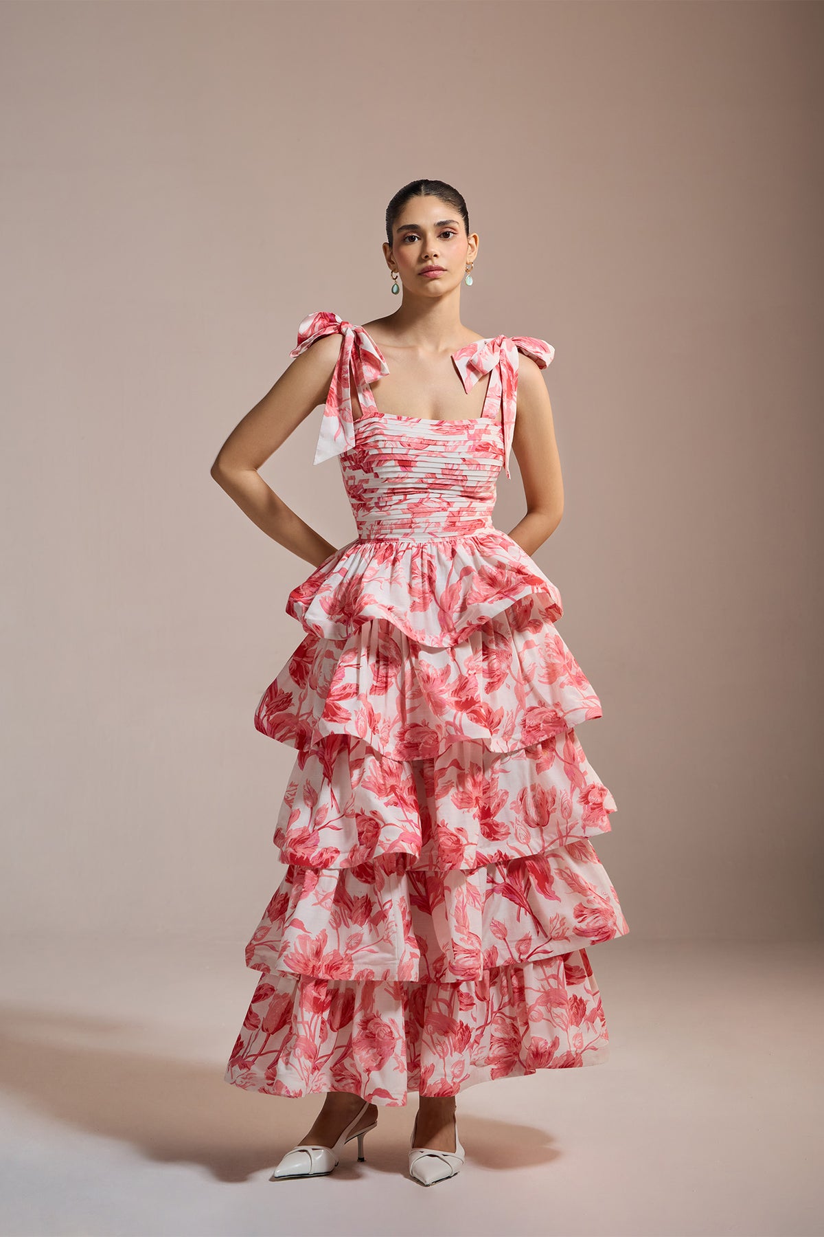 ROSE RUFFLE TIERED DRESS