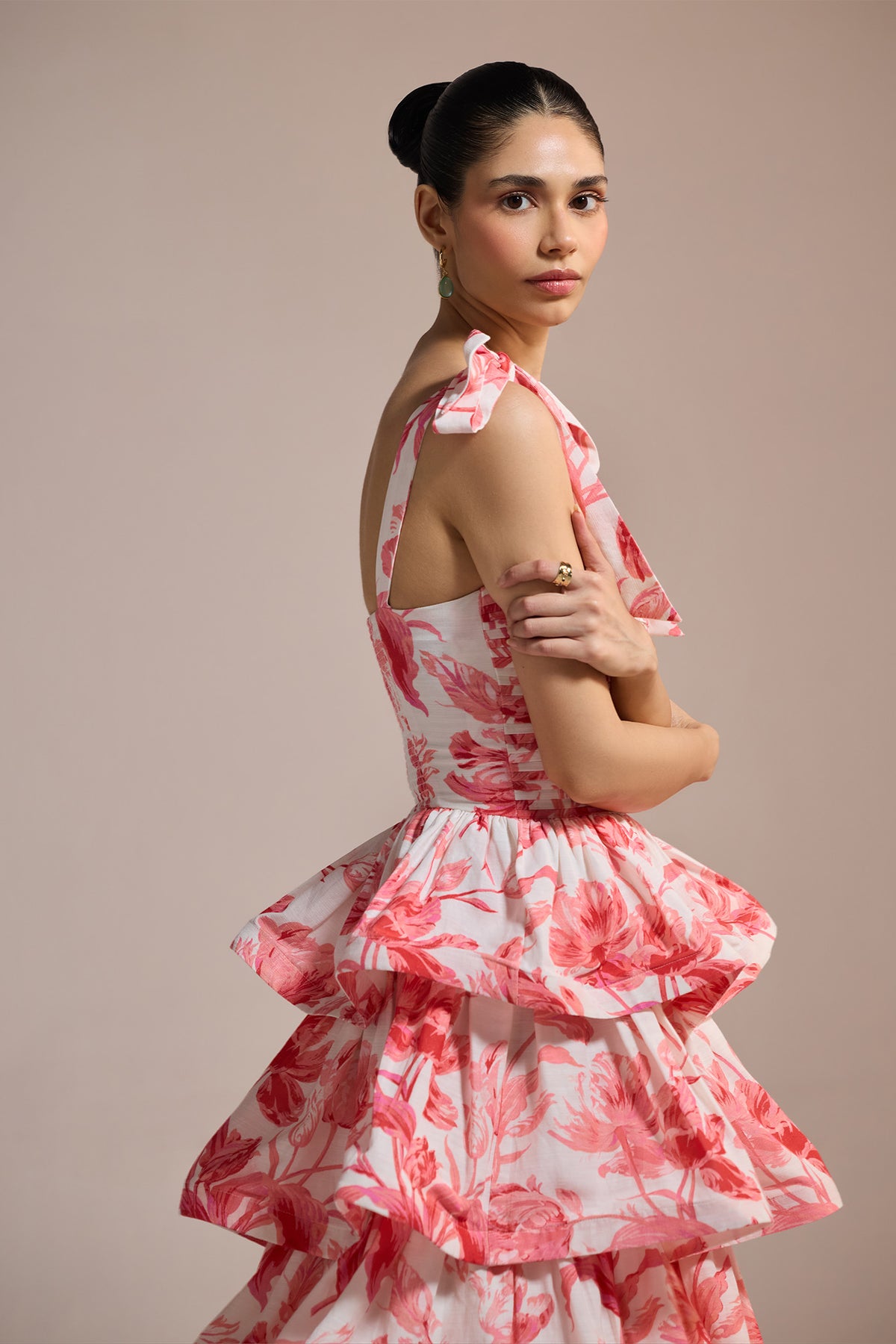 ROSE RUFFLE TIERED DRESS