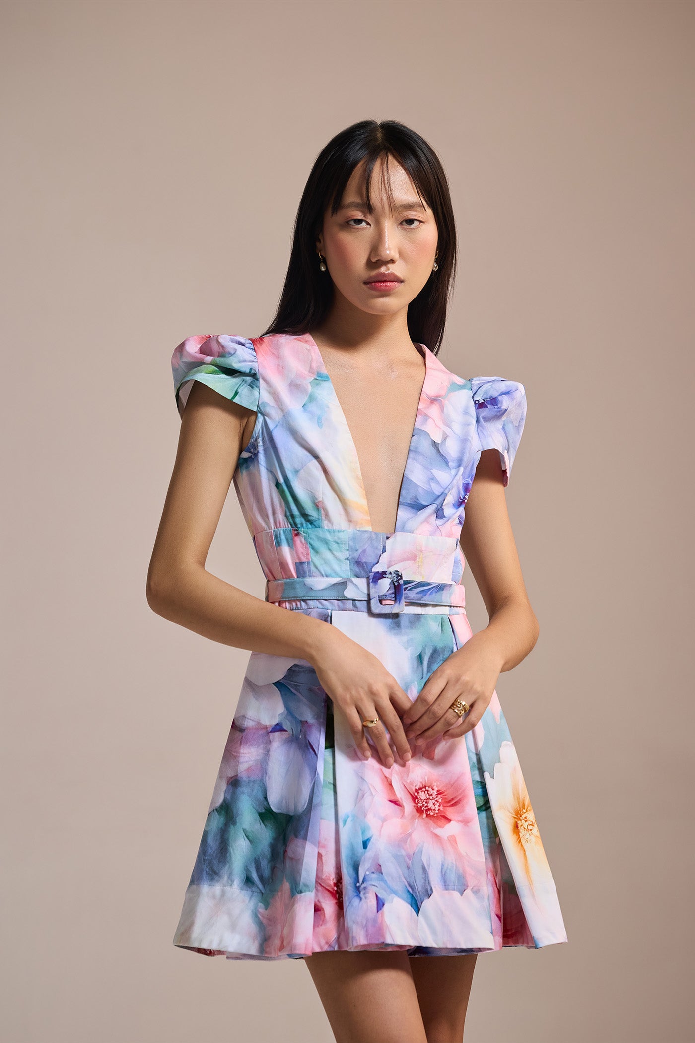 WATERCOLOR GARDEN MINI DRESS