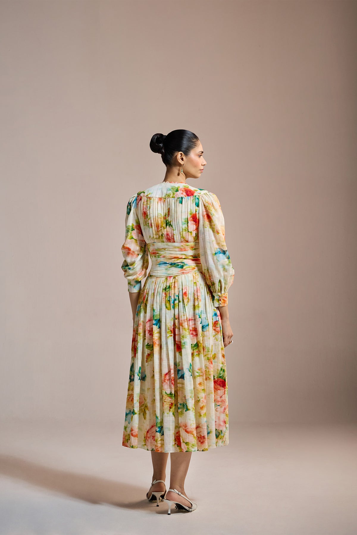 GARDEN BLOOM PLEATED MIDI DRESS
