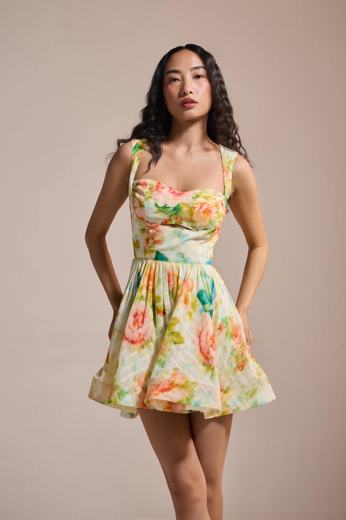 FLORAL WHIRL MINI DRESS