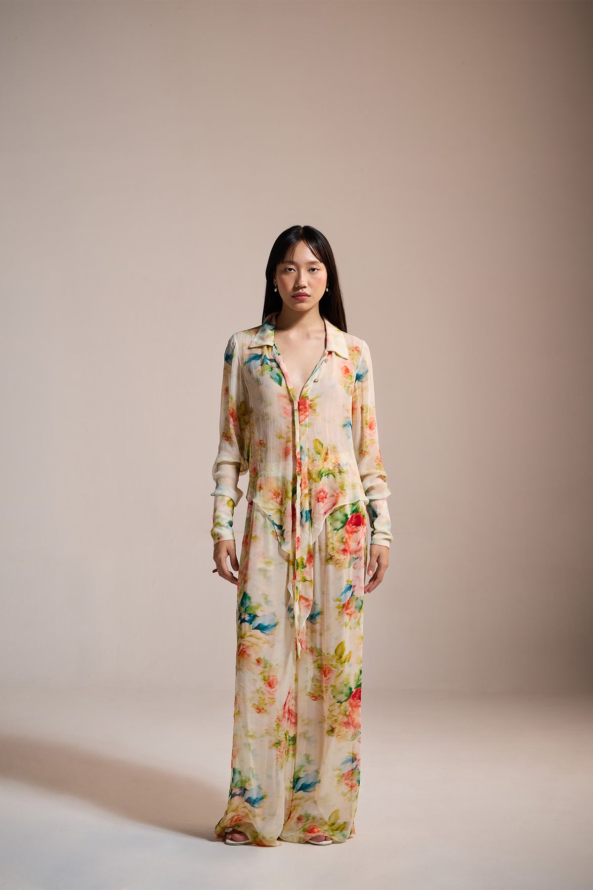 WATERCOLOR GARDEN SHEER SHIRT