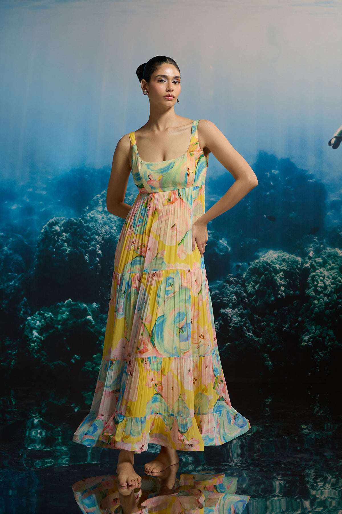 WATERCOLOR BLOOM MAXI DRESS