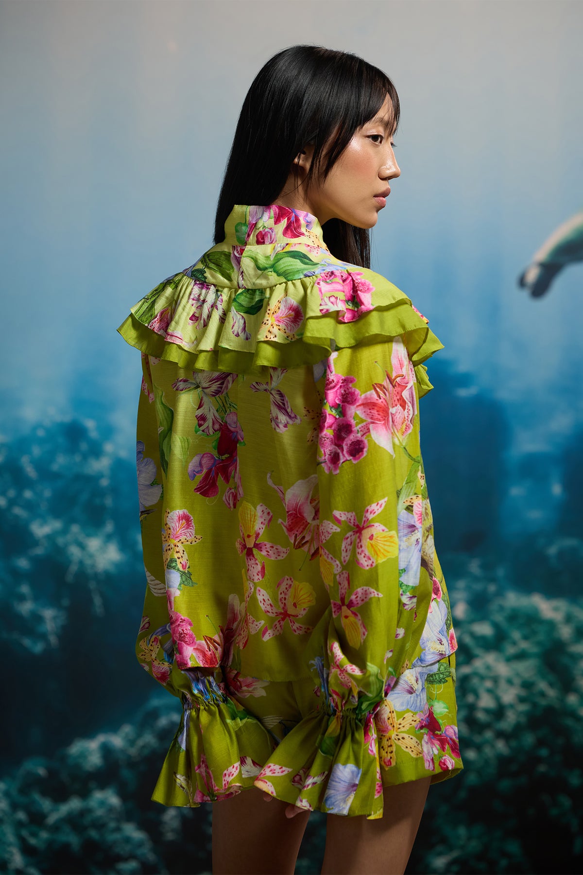 BOTANICAL RUFFLE BLOUSE