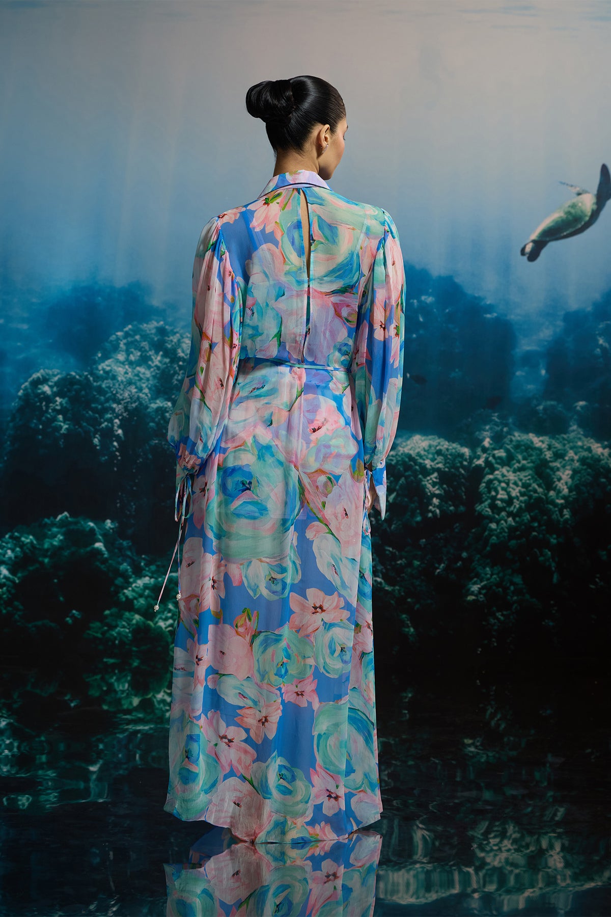 OCEAN BLOOM MAXI SHIRT DRESS
