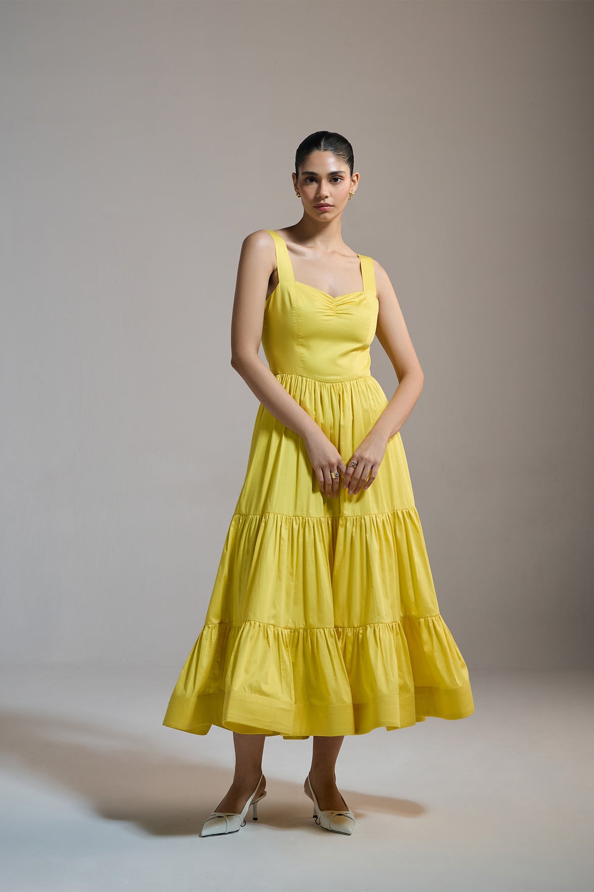 SUNBEAM TIERED MIDI DRESS