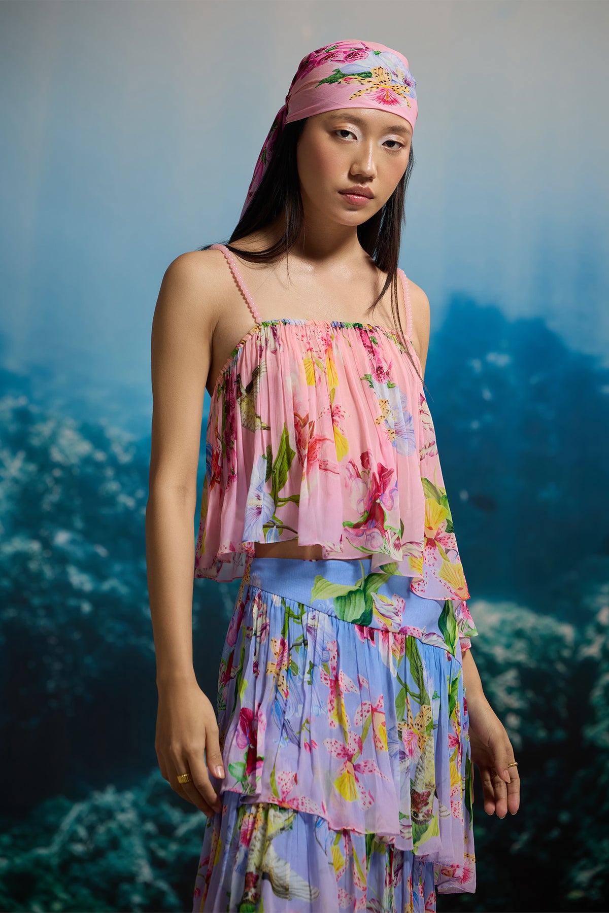 OCEAN GARDEN TIERED SKIRT