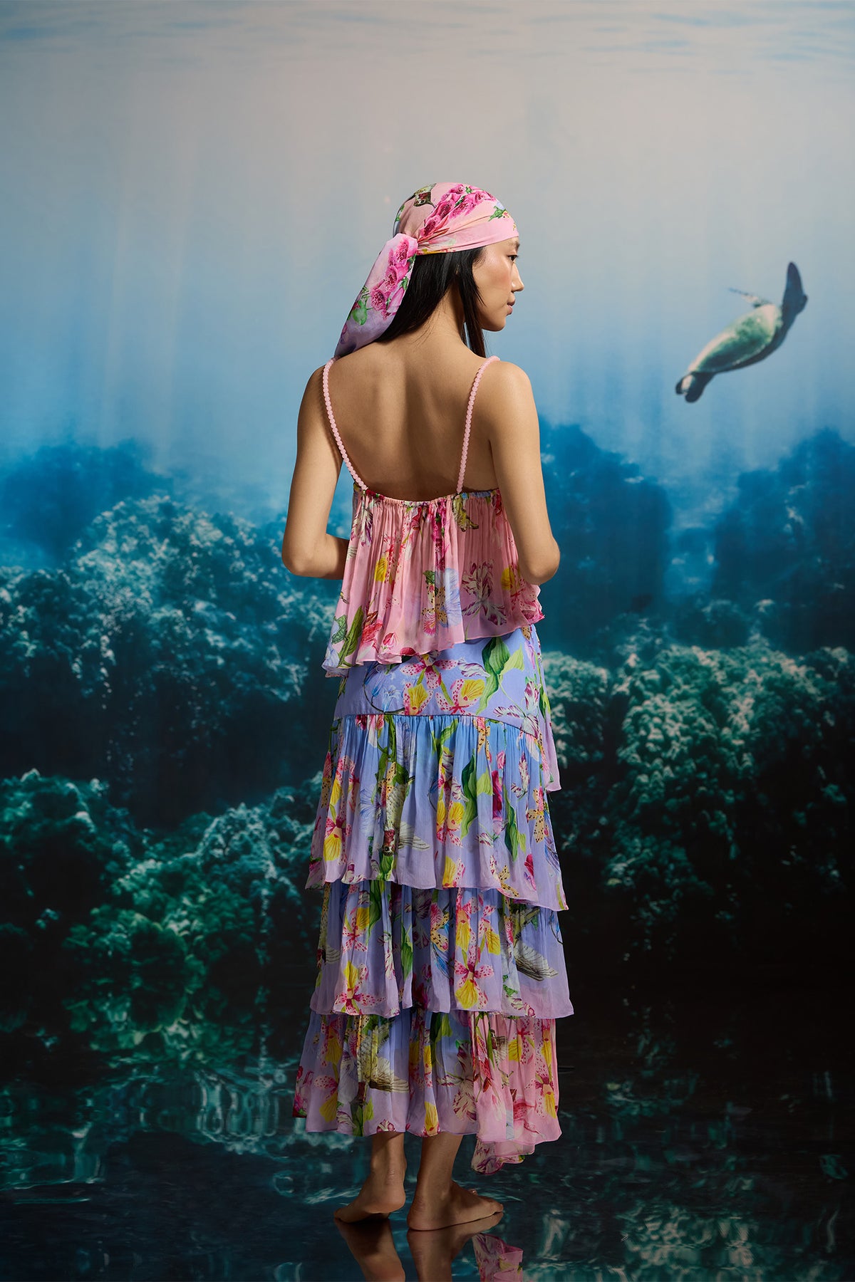 OCEAN GARDEN TIERED SKIRT