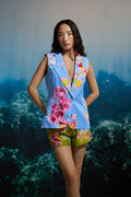TROPICAL BLOOM SLEEVELESS BLAZER