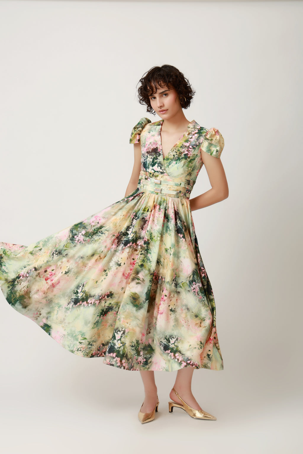 Botanical Romance Fit-and-Flare Midi Dress