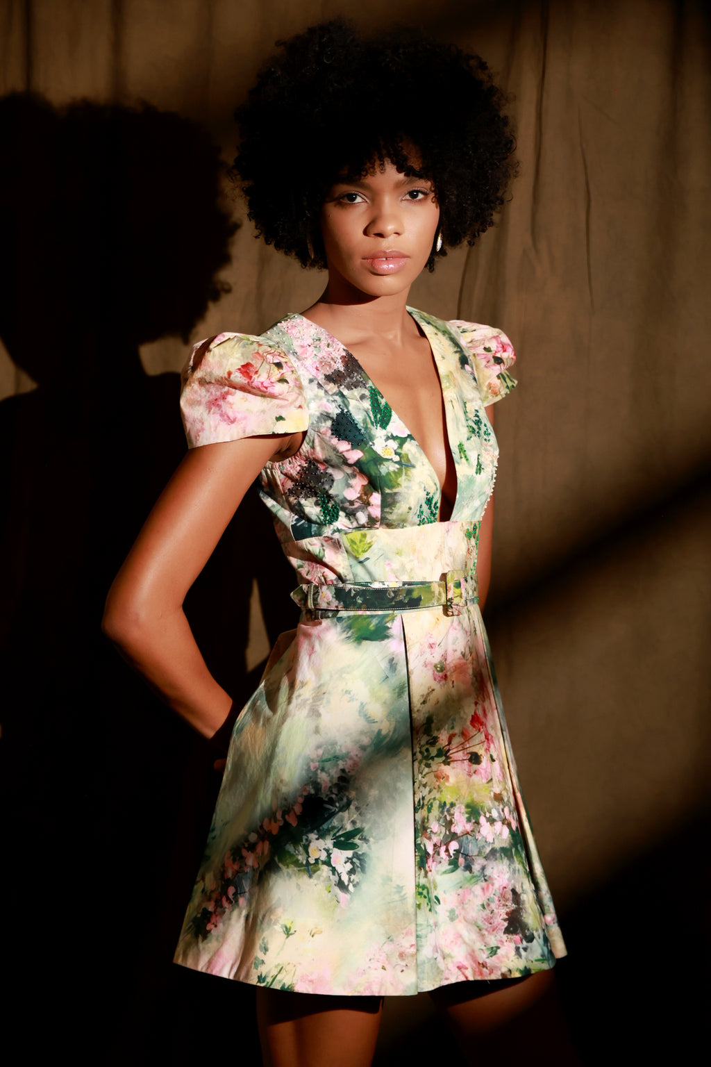 Botanical Garden Wrap Mini Dress