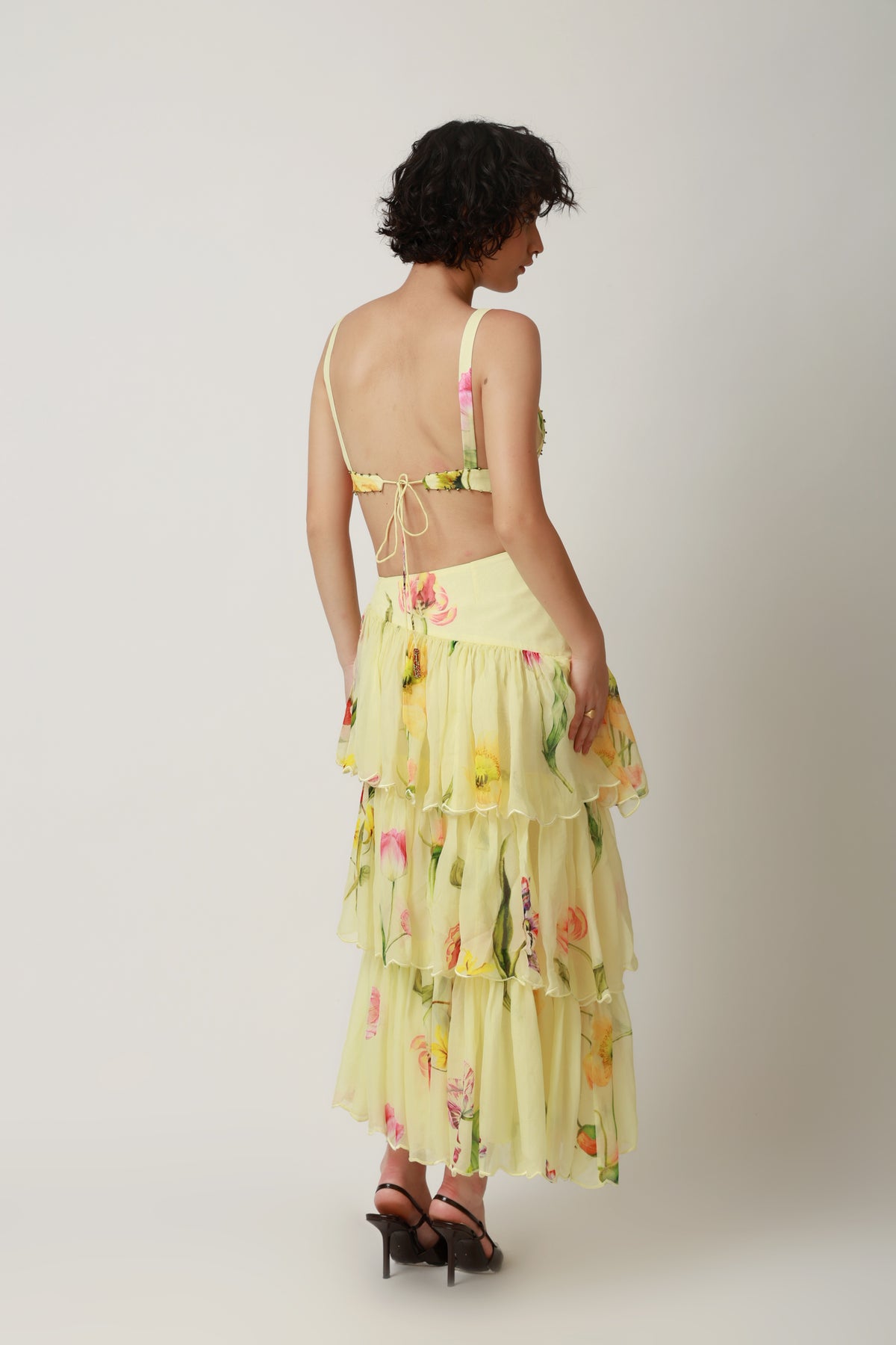 Lemon Blossom Tiered Skirt & Sculpted Bandeau Set