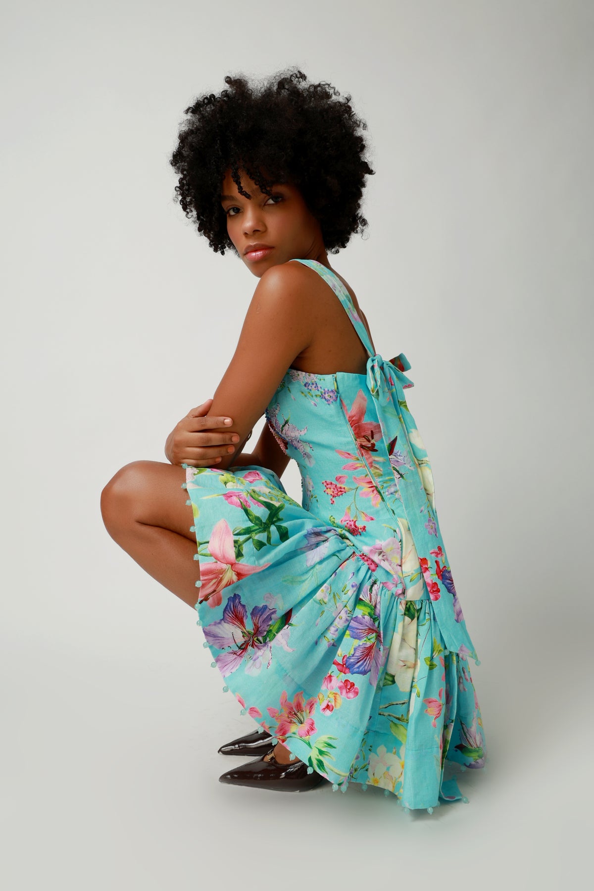 Tropical Bloom Tie-Back Sundress
