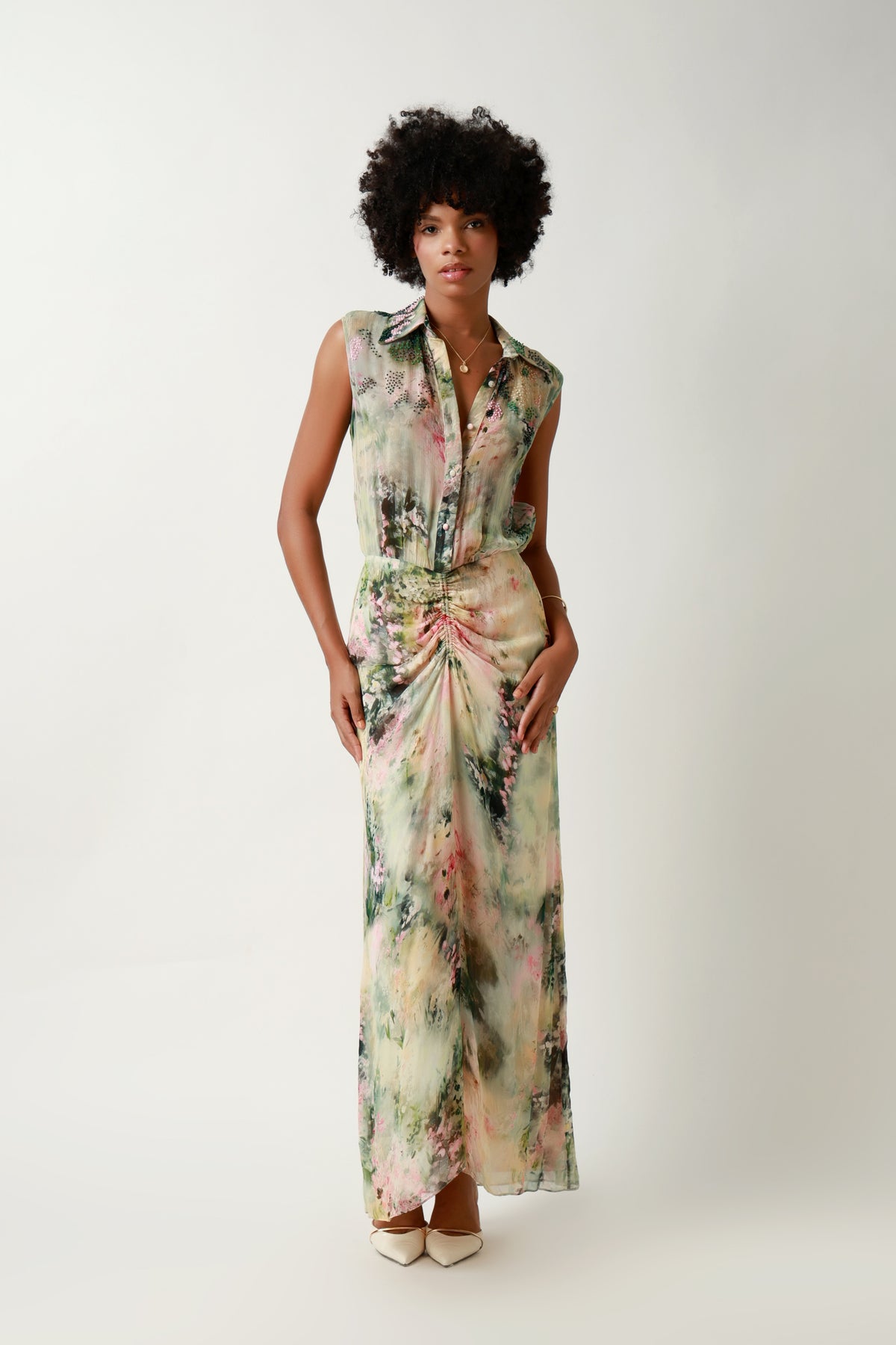 Botanical Garden Shirtwaist Maxi Dress