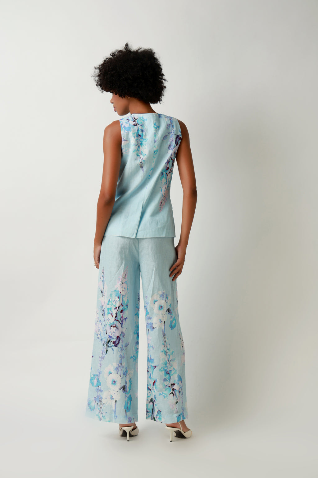 Seafoam Tie-Front Vest & Wide-Leg Trouser Set