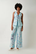 Seafoam Tie-Front Vest & Wide-Leg Trouser Set