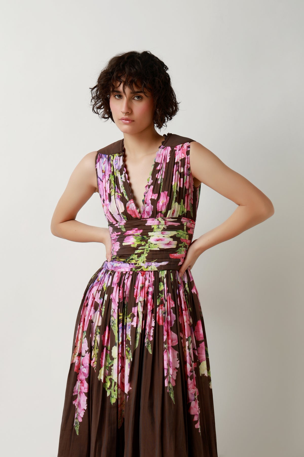 Petal Noir Midi Dress