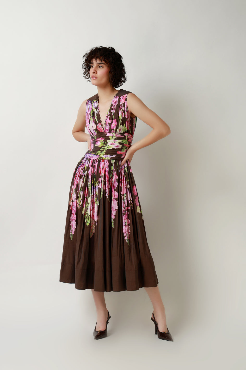 Petal Noir Midi Dress