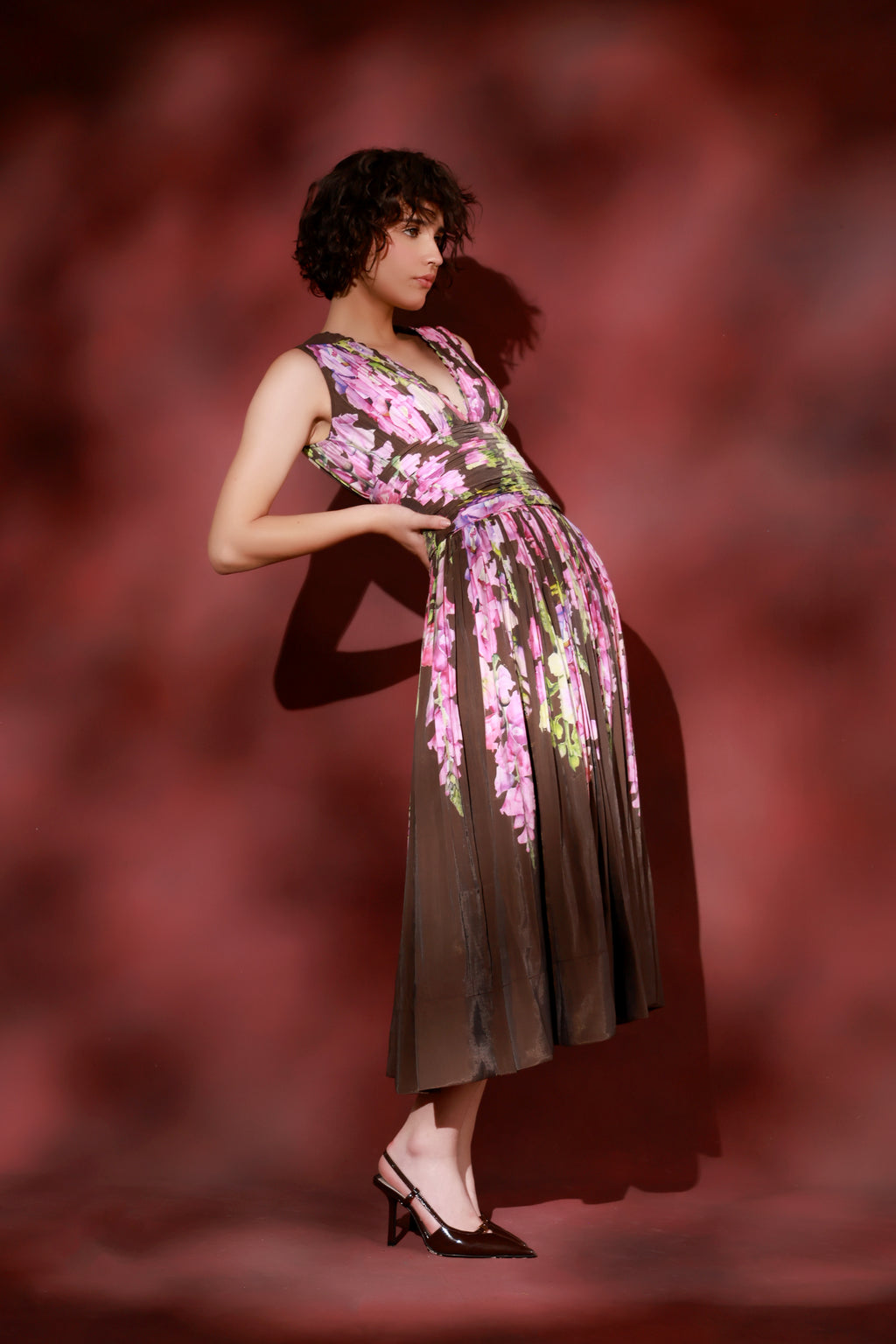 Petal Noir Midi Dress