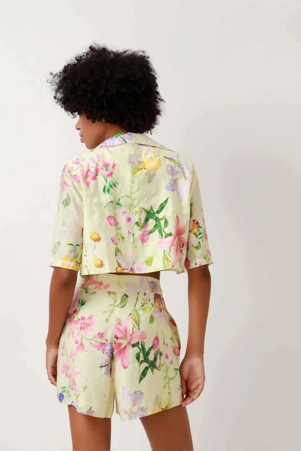 Botanical Bloom Cropped Blazer & Shorts Set