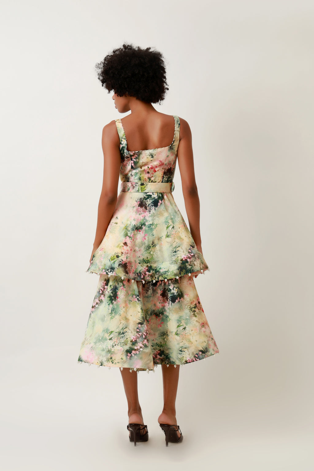 Botanical Bloom Tiered Midi Dress