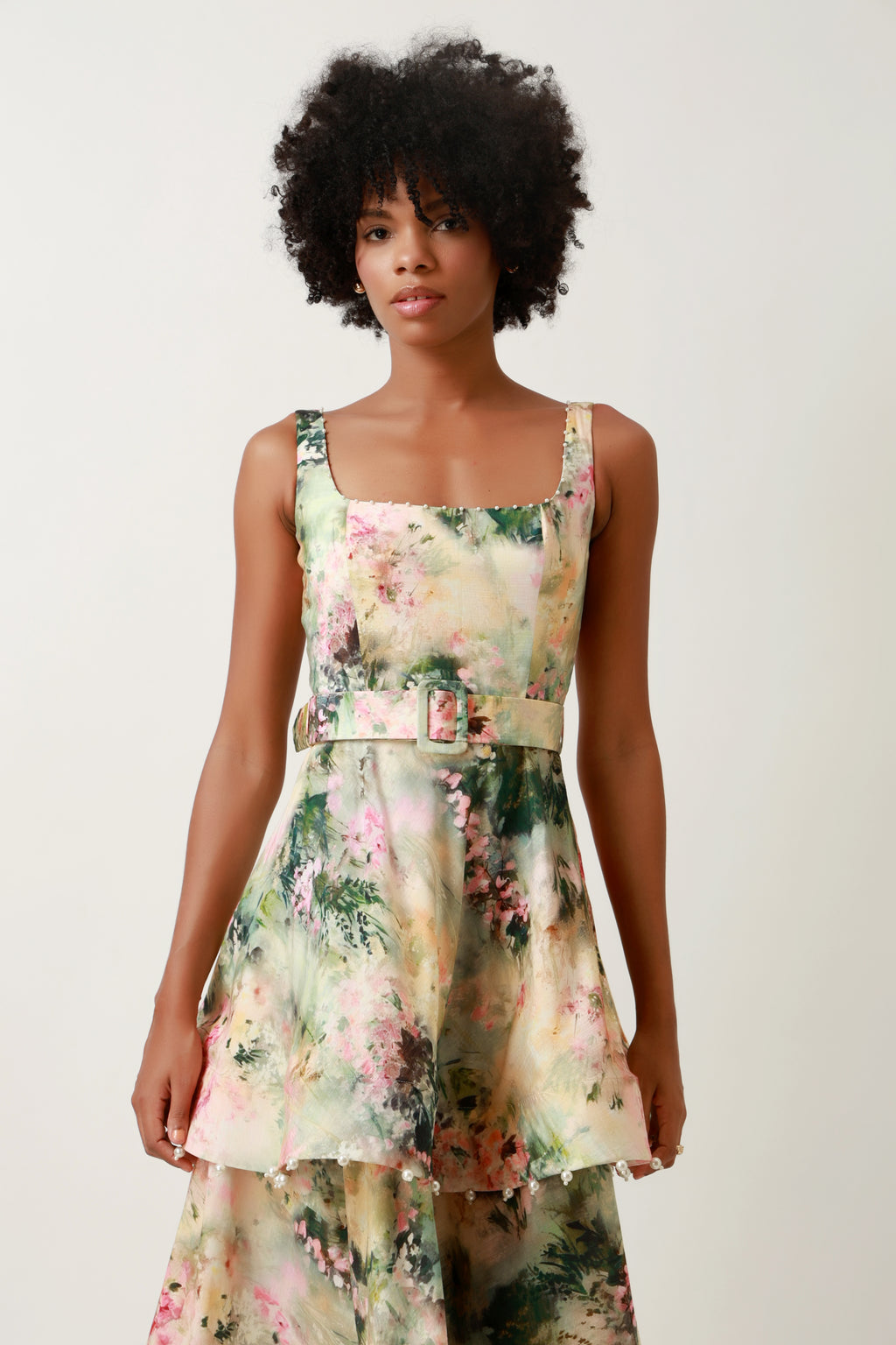Botanical Bloom Tiered Midi Dress