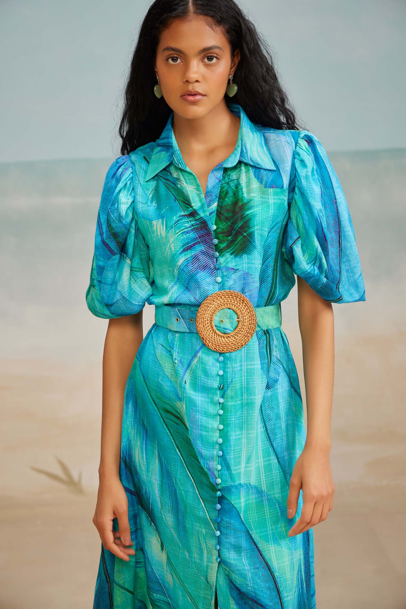Darla Feather Midi Shirt Dress
