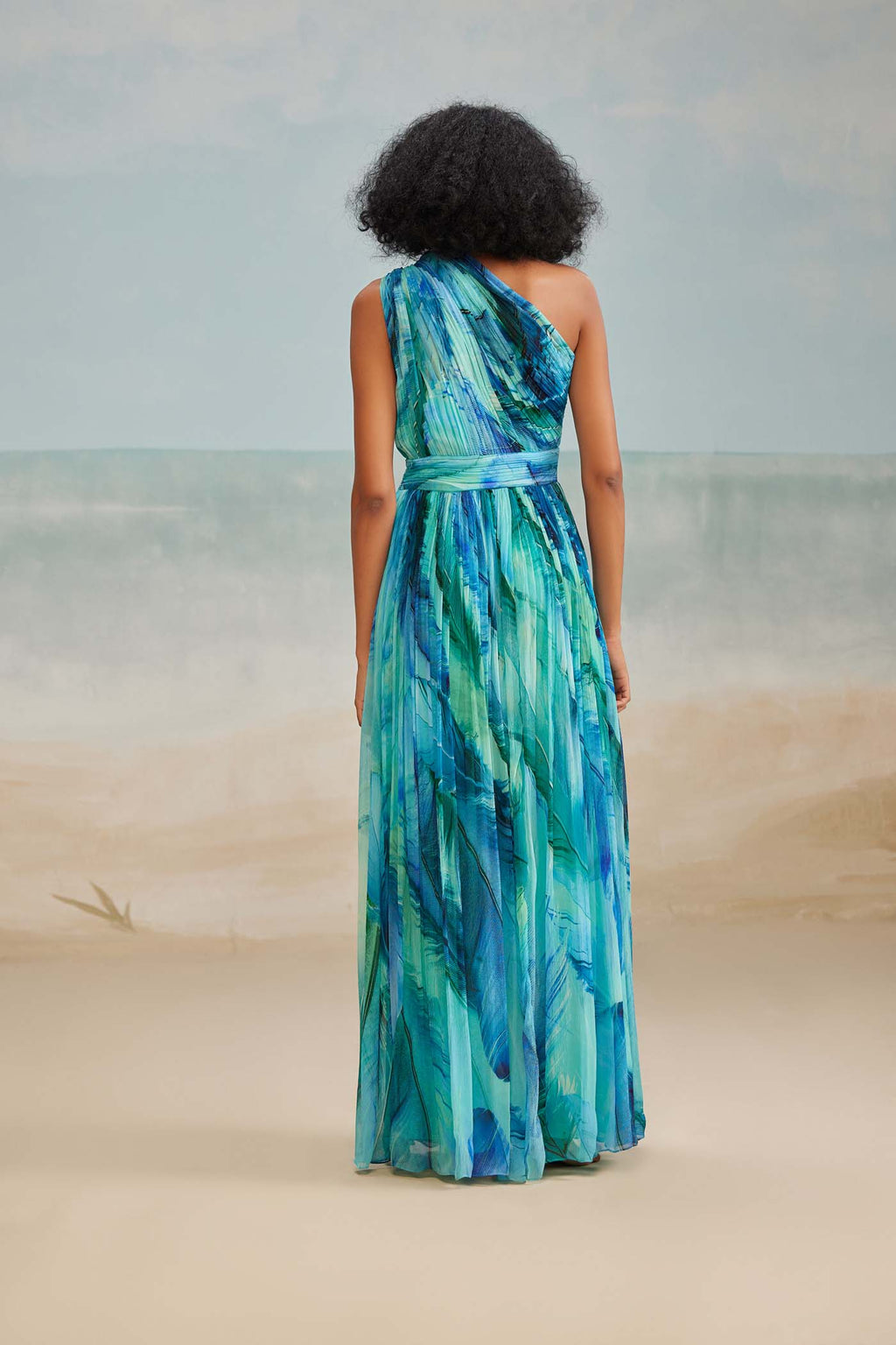 Darla Feather Gathered One Shoulder Dress