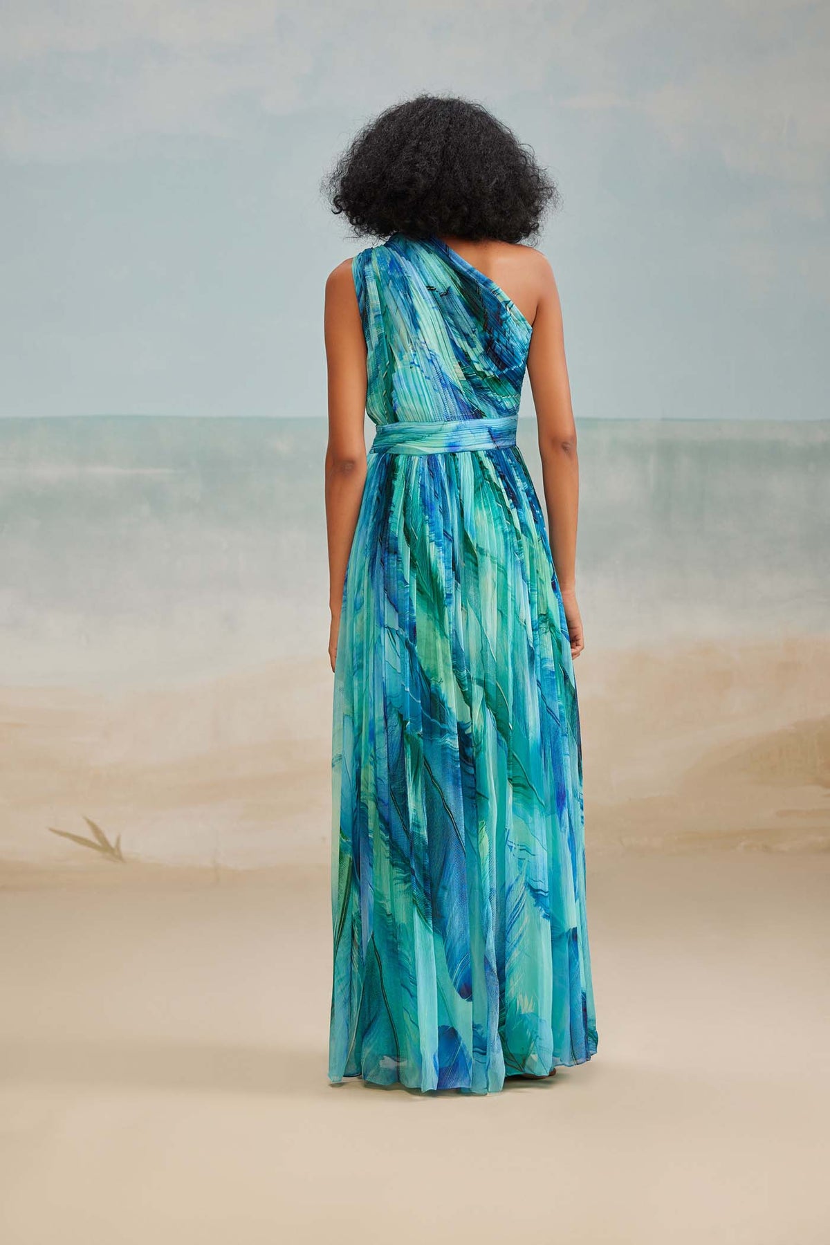 Darla Feather Gathered One Shoulder Dress