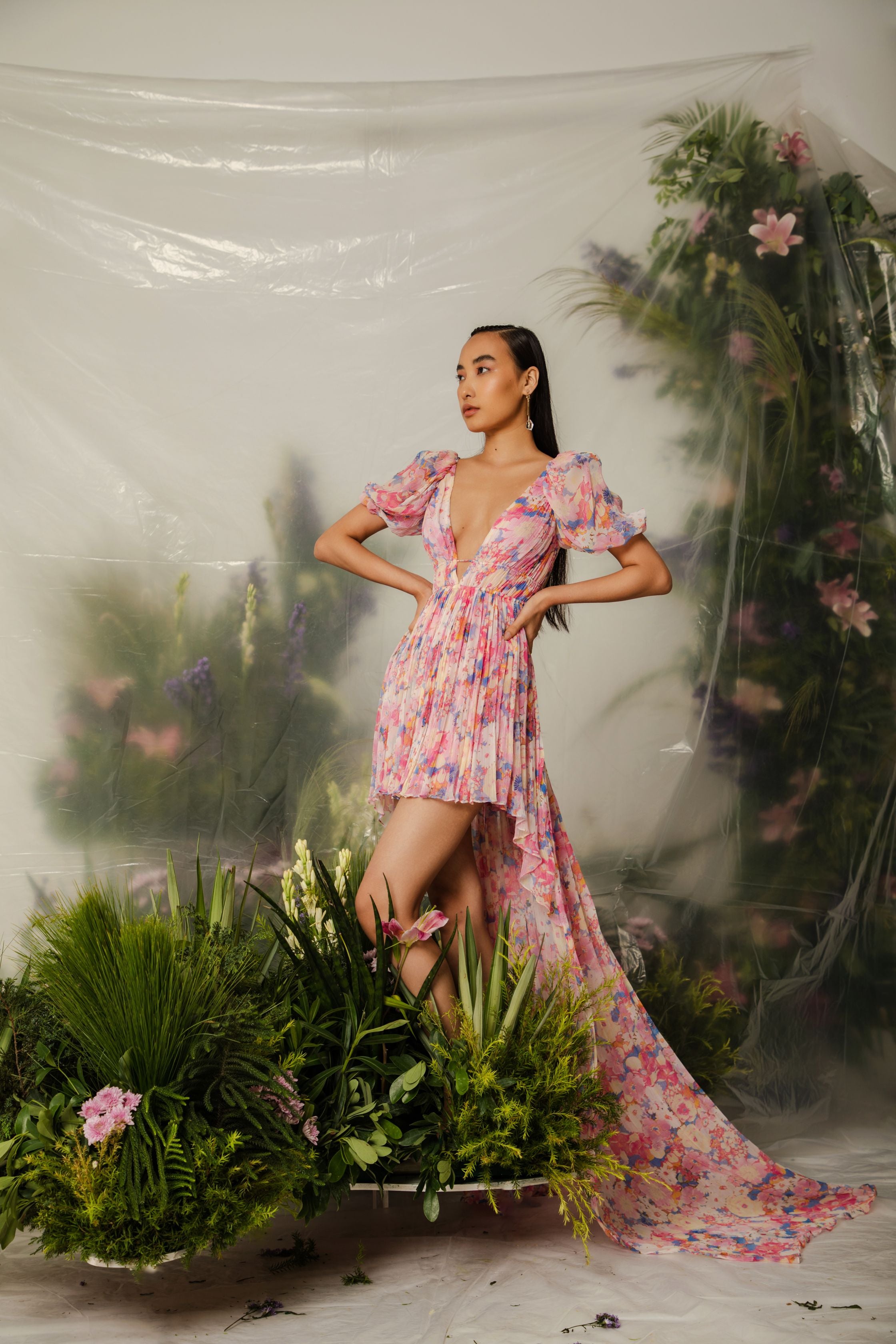 Manami High Low Long Trail Dress