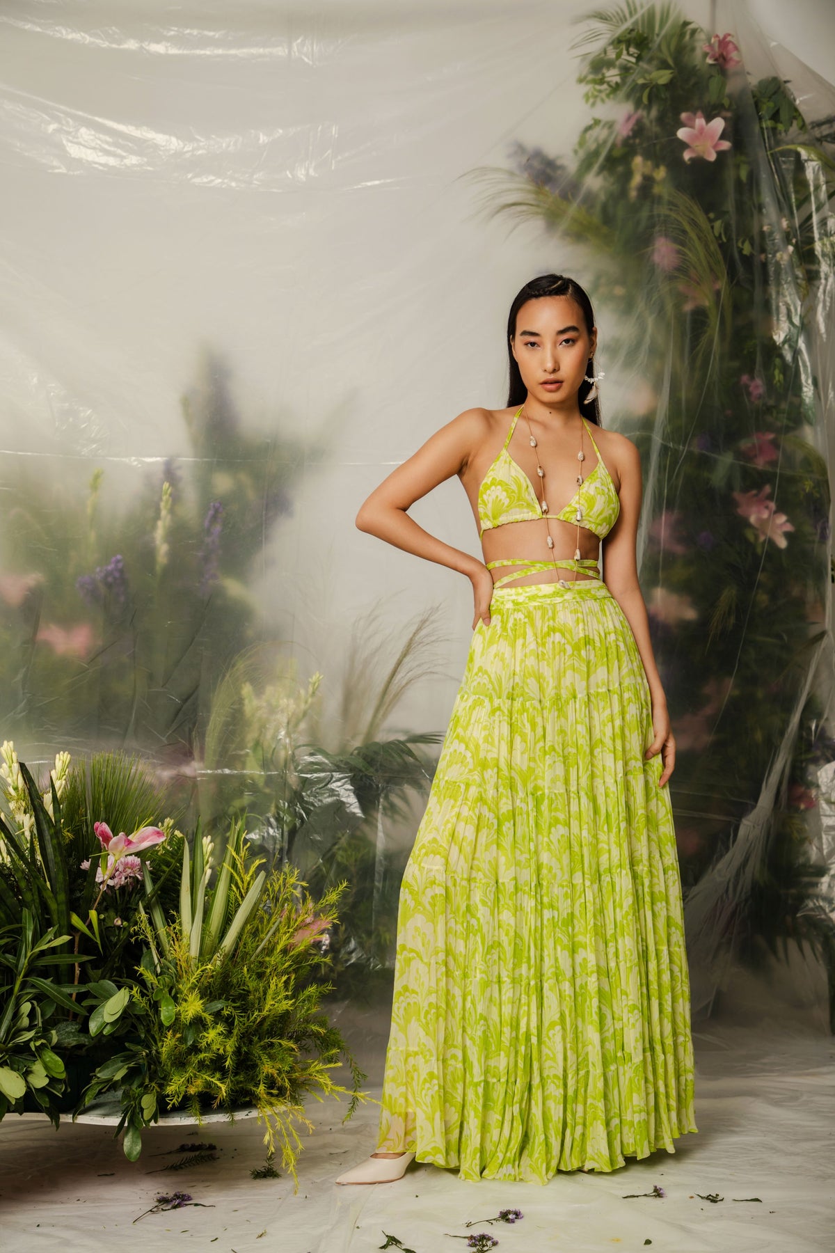 Kioko Bralette & Tier Midi Skirt