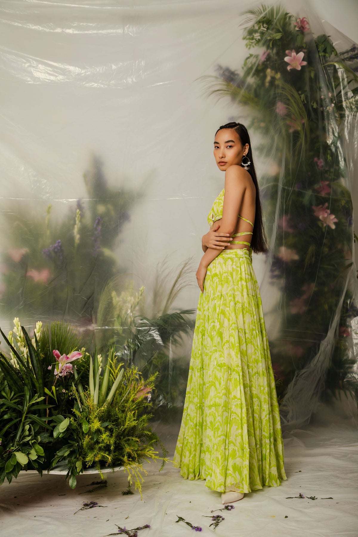 Kioko Bralette & Tier Midi Skirt